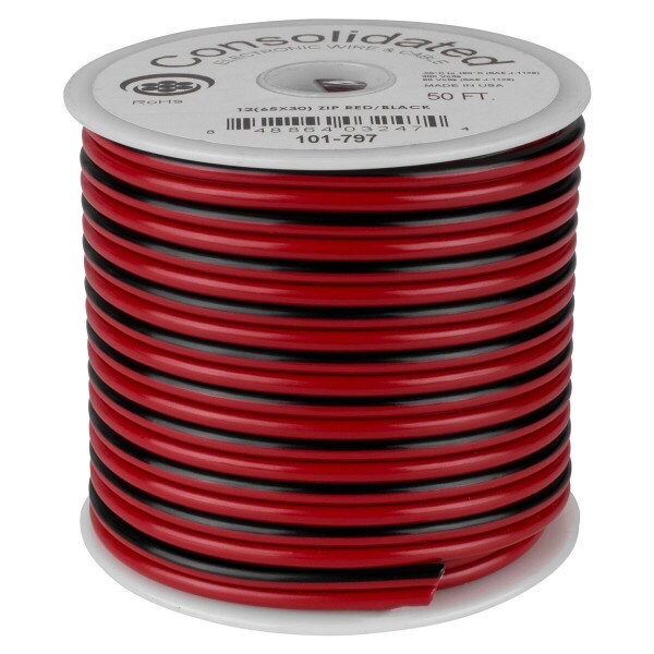 Main product image for Consolidated 50 ft. 12 AWG Power Speaker Wire (Re 101-797